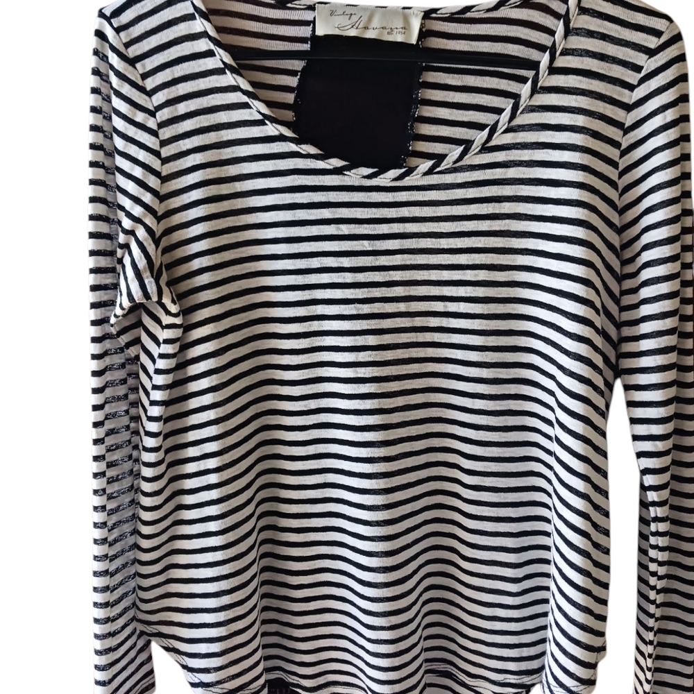 Vintage Havana Black and White Striped Tee - Picture 7 of 11